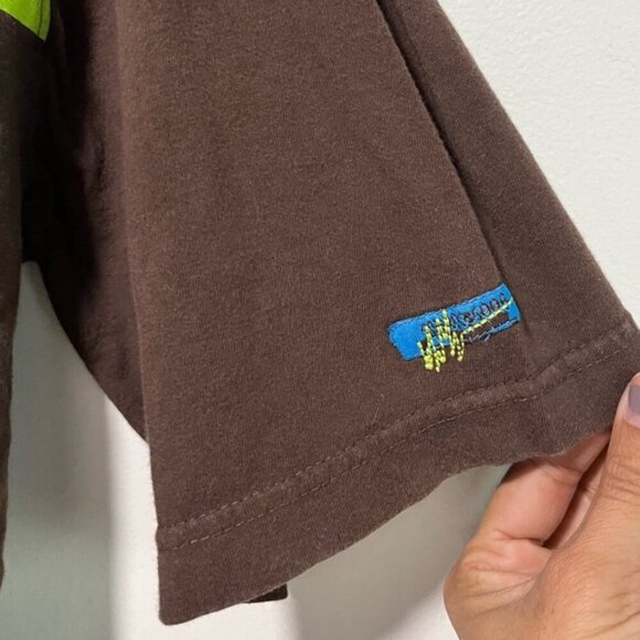 Maui and Sons Brown & Neon Green Striped Polo Shirt - Size XL, Vintage Surf - Picture 4 of 8